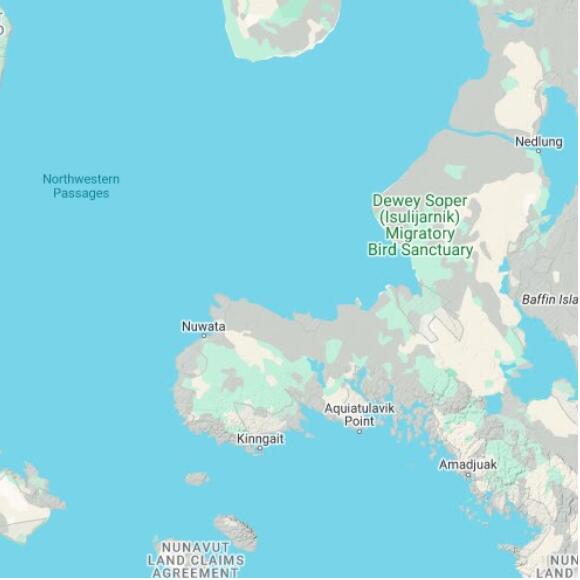 basemap 480 by 480 kilometres with centre at 65.5N 76.0W