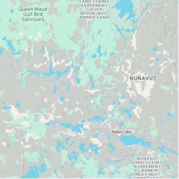 basemap 480 by 480 kilometres with centre at 65.5N 98.0W