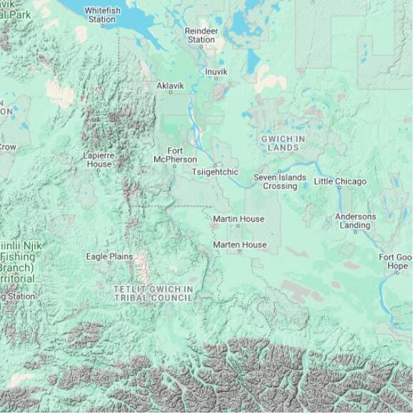 basemap 480 by 480 kilometres with centre at 67.0N 134.0W
