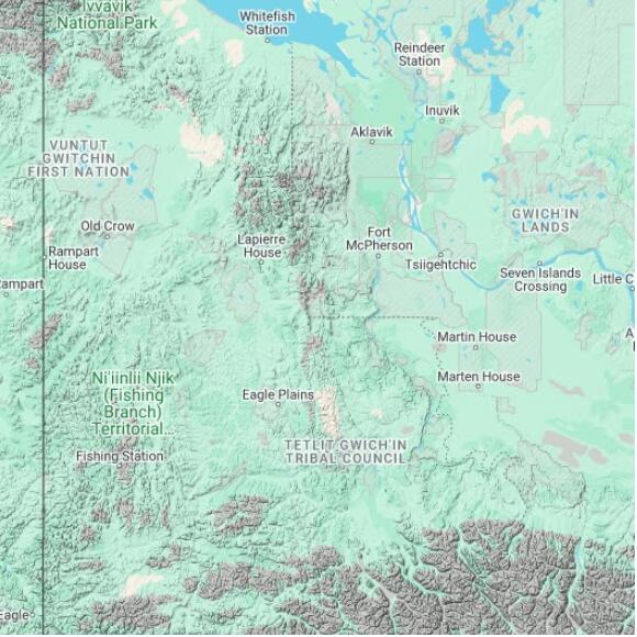 basemap 480 by 480 kilometres with centre at 67.0N 136.0W