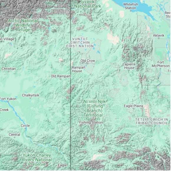 basemap 480 by 480 kilometres with centre at 67.0N 140.0W