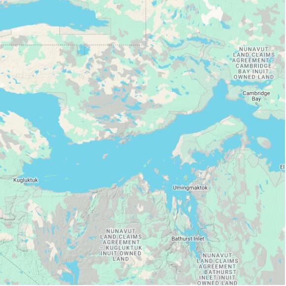 basemap 480 by 480 kilometres with centre at 68.5N 110.0W