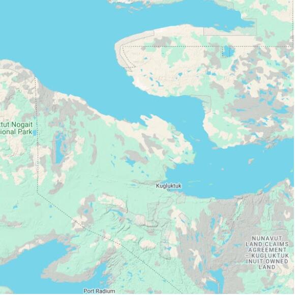basemap 480 by 480 kilometres with centre at 68.5N 116.0W