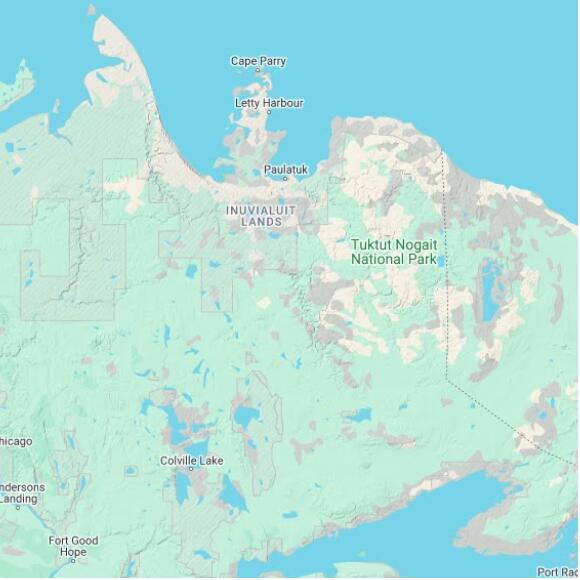 basemap 480 by 480 kilometres with centre at 68.5N 124.0W