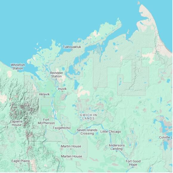 basemap 480 by 480 kilometres with centre at 68.5N 132.0W