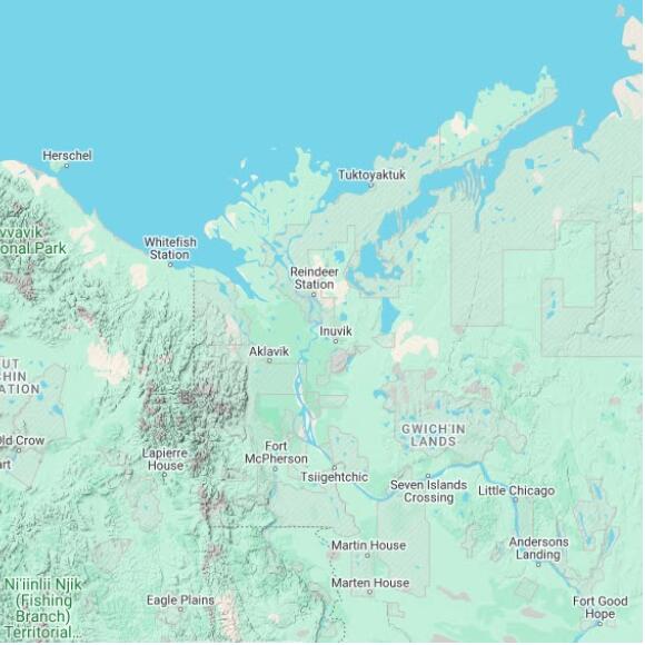 basemap 480 by 480 kilometres with centre at 68.5N 134.0W