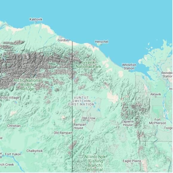 basemap 480 by 480 kilometres with centre at 68.5N 140.0W