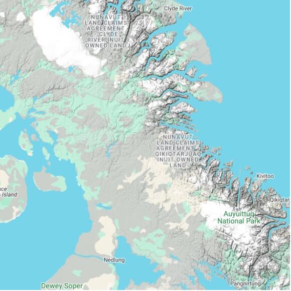 basemap 480 by 480 kilometres with centre at 68.5N 70.0W