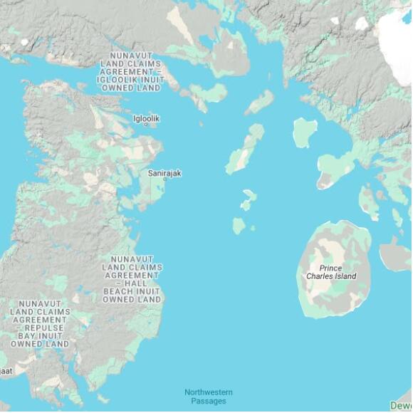 basemap 480 by 480 kilometres with centre at 68.5N 80.0W