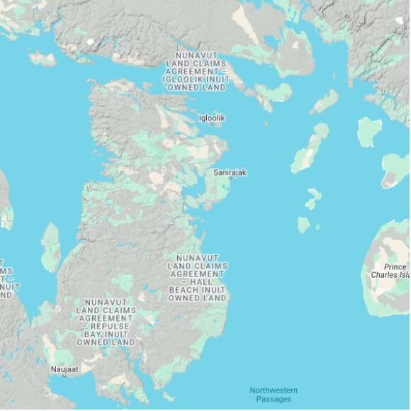 basemap 480 by 480 kilometres with centre at 68.5N 82.0W