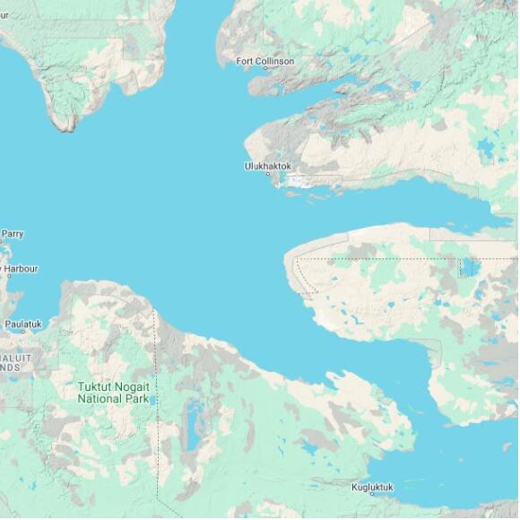 basemap 480 by 480 kilometres with centre at 70.0N 118.0W