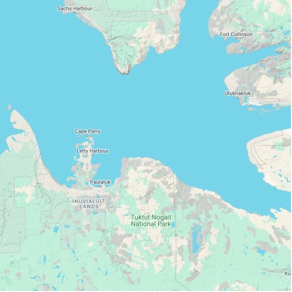 basemap 480 by 480 kilometres with centre at 70.0N 122.0W