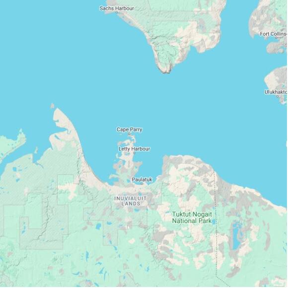 basemap 480 by 480 kilometres with centre at 70.0N 124.0W