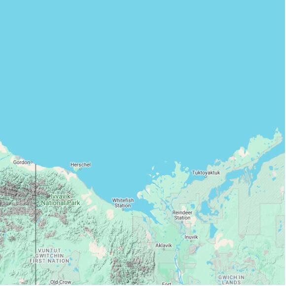 basemap 480 by 480 kilometres with centre at 70.0N 136.0W
