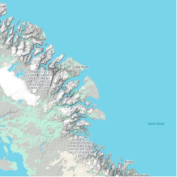 basemap 480 by 480 kilometres with centre at 70.0N 68.0W
