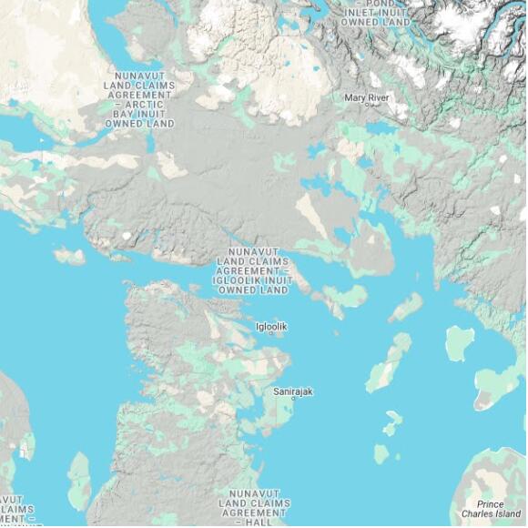 basemap 480 by 480 kilometres with centre at 70.0N 82.0W