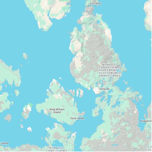 basemap 480 by 480 kilometres with centre at 70.0N 96.0W