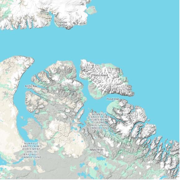 basemap 480 by 480 kilometres with centre at 73.0N 80.0W
