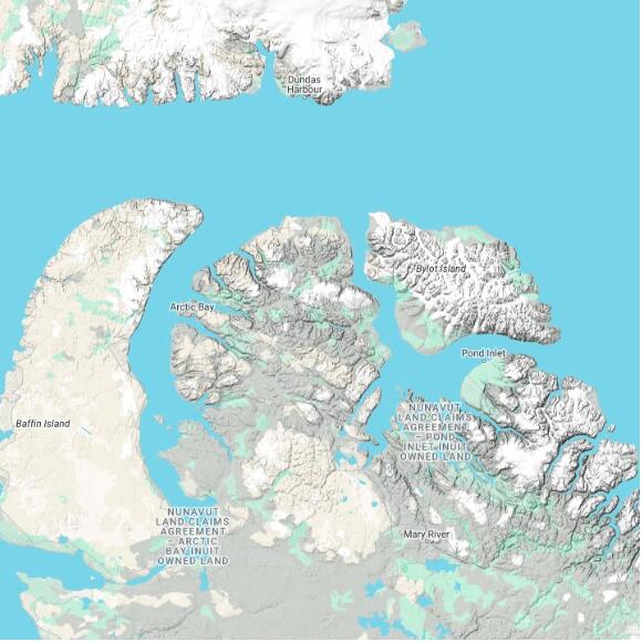 basemap 480 by 480 kilometres with centre at 73.0N 82.0W