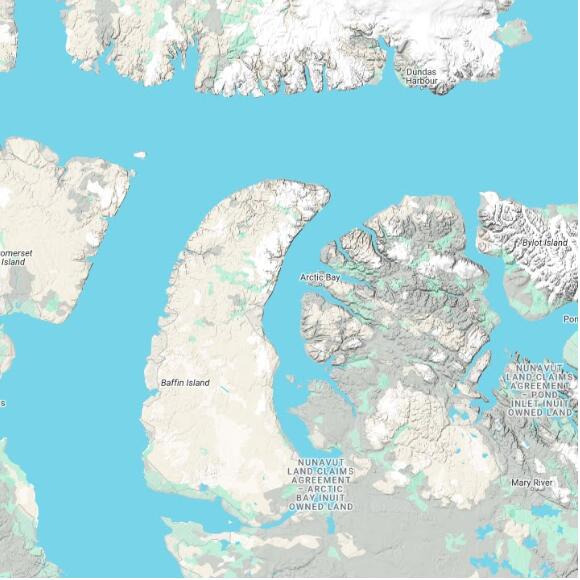basemap 480 by 480 kilometres with centre at 73.0N 86.0W
