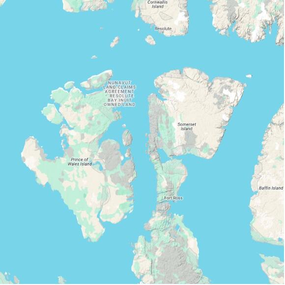 basemap 480 by 480 kilometres with centre at 73.0N 96.0W