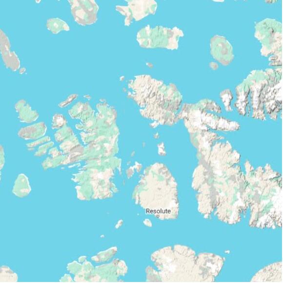 basemap 480 by 480 kilometres with centre at 76.0N 96.0W