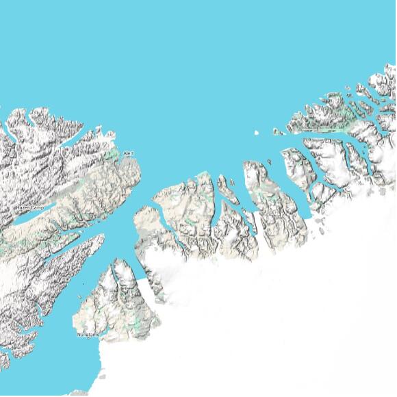 basemap 480 by 480 kilometres with centre at 82.0N 56.0W
