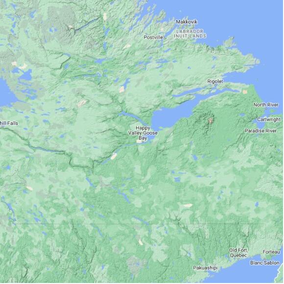 basemap 480 by 480 kms centered on station CAHVM at HAPPY VALLEY - GOOSE BAY NL