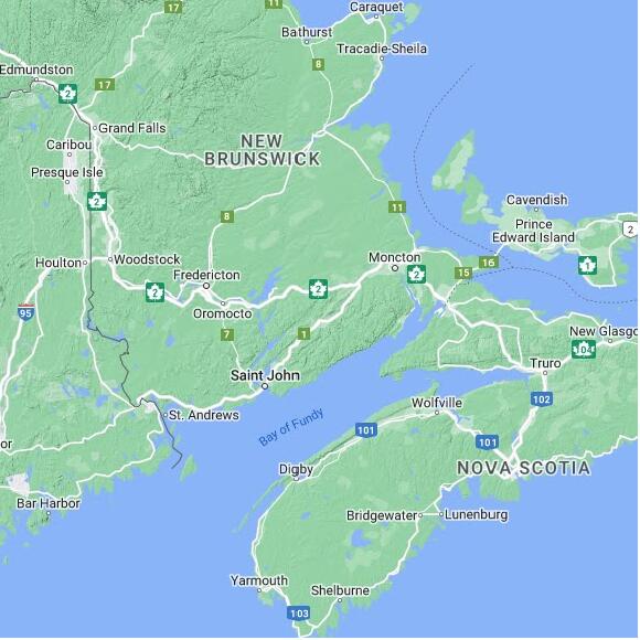 basemap 480 by 480 kms centered on station CASF at SUSSEX FOUR CORNERS NB
