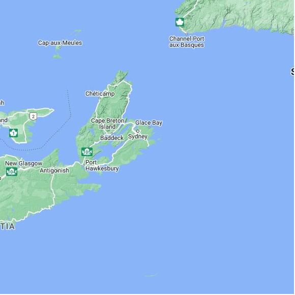 basemap 480 by 480 kms centered on station CAUU at LOUISBOURG NS
