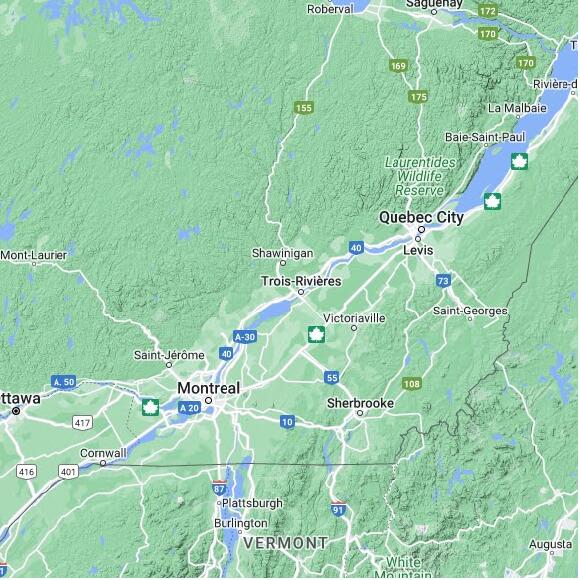basemap 480 by 480 kms centered on station CGRQM at TROIS RIVIERES QC