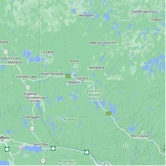 basemap 480 by 480 kms centered on station CGVO at VAL-D'OR QC