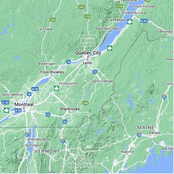 basemap 480 by 480 kms centered on station CMTH at THETFORD MINES RCS QC