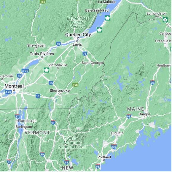 basemap 480 by 480 kms centered on station CMUSM at NANTES QC