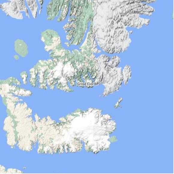 basemap 480 by 480 kms centered on station CNGC at GRISE FIORD CLIMATE NU