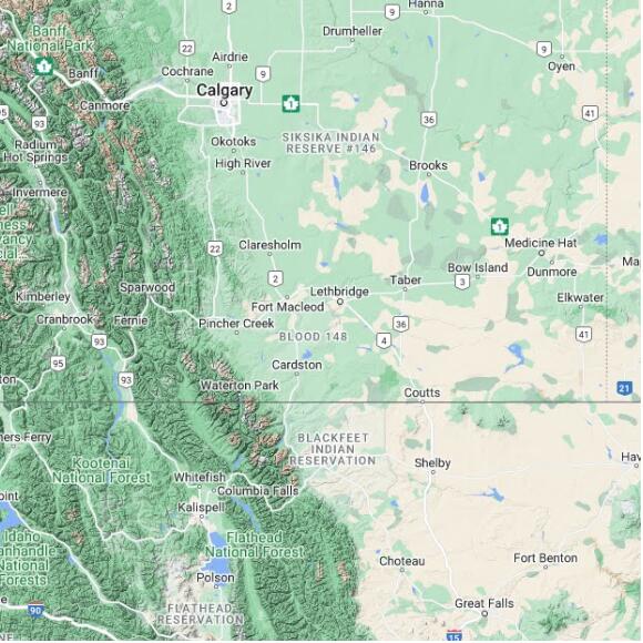 basemap 480 by 480 kms centered on station CPBT at BLOOD TRIBE AGDM AB