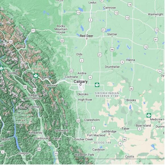 basemap 480 by 480 kms centered on station CPCI at CALGARY INT'L CS AB