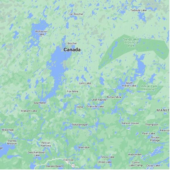 basemap 480 by 480 kms centered on station CPLE at LYNN LAKE RCS MB