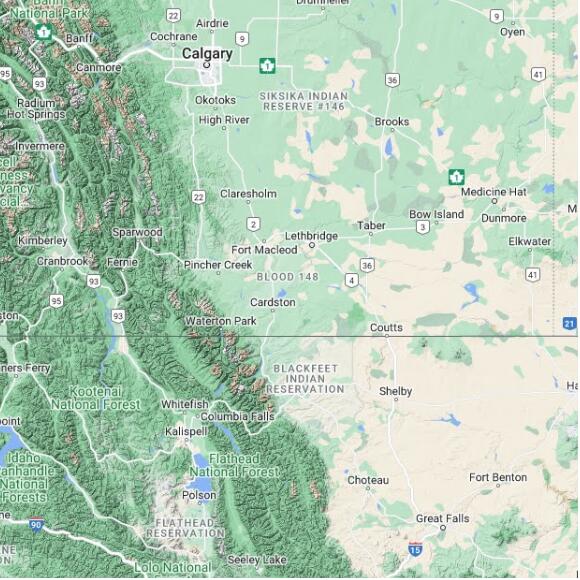 basemap 480 by 480 kms centered on station CPMR at ST. MARY RESERVOIR AB