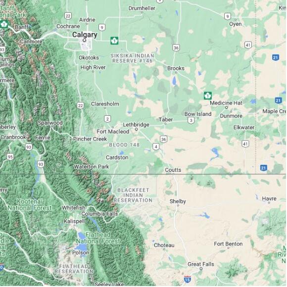 basemap 480 by 480 kms centered on station CPRY at RAYMOND AGDM AB