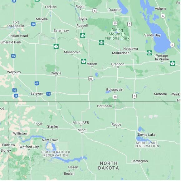 basemap 480 by 480 kms centered on station CWEI at MELITA MB