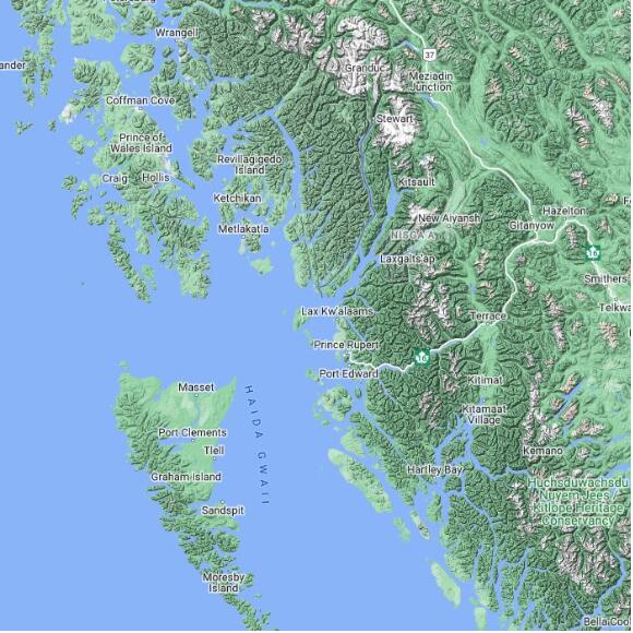 basemap 480 by 480 kms centered on station CWEK at GREY ISLET (AUT) BC
