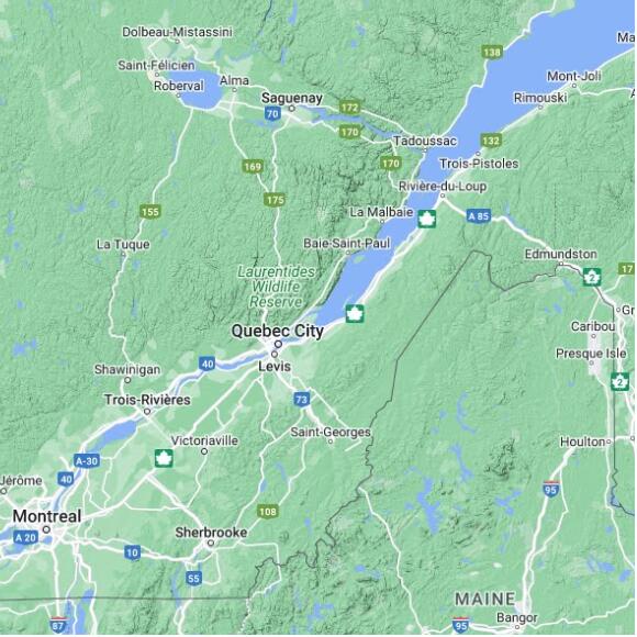 basemap 480 by 480 kms centered on station CWER at ILE D'ORLEANS QC