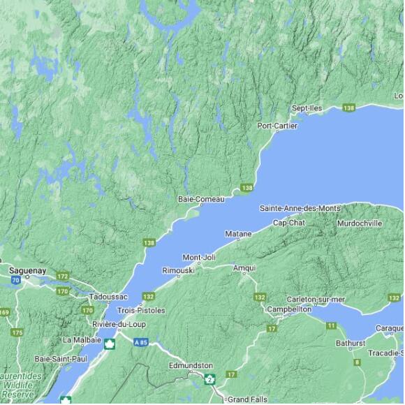 basemap 480 by 480 kms centered on station CWFW at BAIE-COMEAU QC