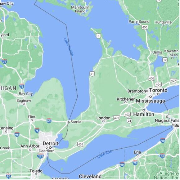 basemap 480 by 480 kms centered on station CWGD at GODERICH ON