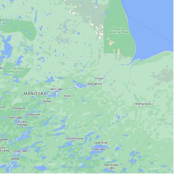 basemap 480 by 480 kms centered on station CWGX at GILLAM MB