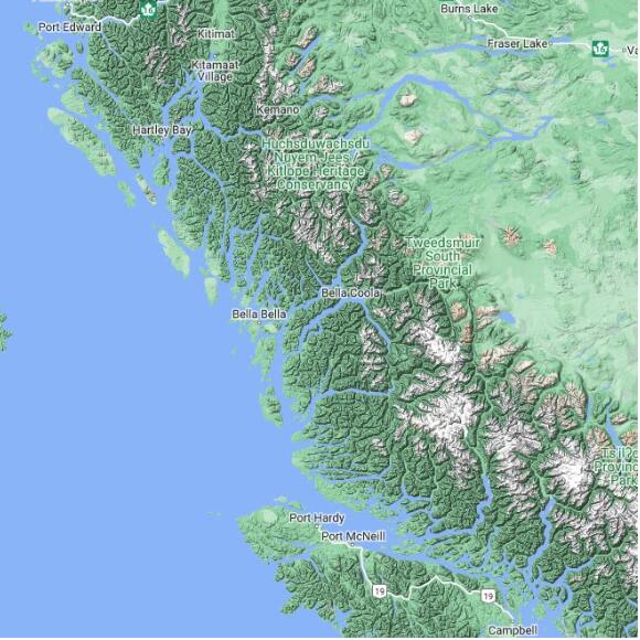 basemap 480 by 480 kms centered on station CWME at CATHEDRAL POINT (AUT) BC