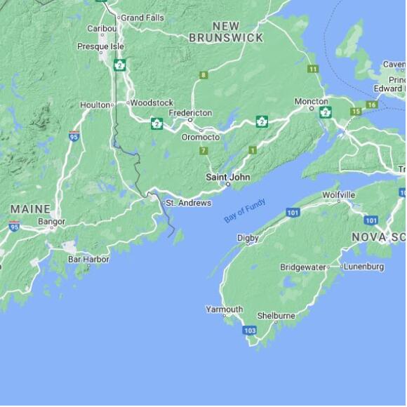 basemap 480 by 480 kms centered on station CWPE at POINT LEPREAU CS NB