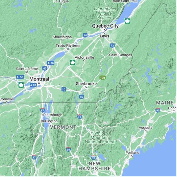 basemap 480 by 480 kms centered on station CWQH at LENNOXVILLE QC