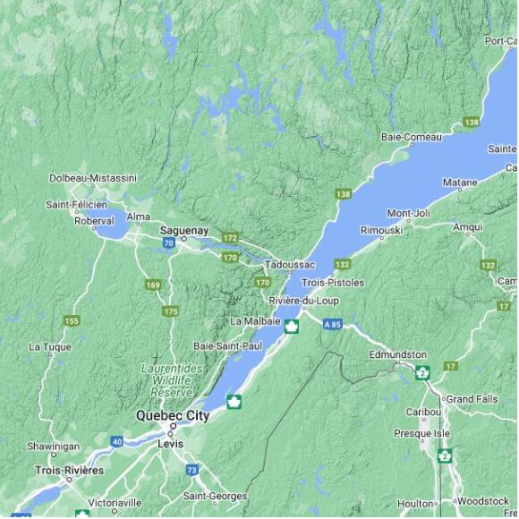 basemap 480 by 480 kms centered on station CWQV at POINTE CLAVEAU QC